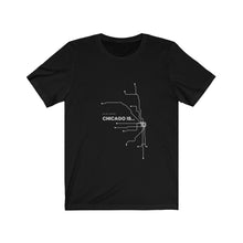 Load image into Gallery viewer, Black Map of Chicago T-shirt
