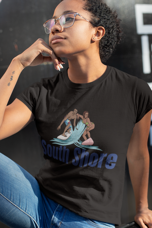 south shore chicago neighborhood south side chicago chicago fashion streetwear rainbow beach black tee chicago hoodies historic black community black artists illustrator graphic tee