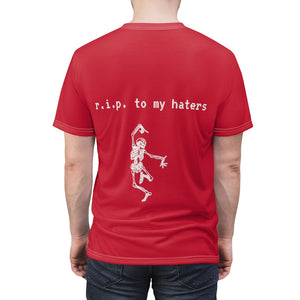 back view slept on by my haters red tee self worth underappreciated later haters on my grind rip haters getting the bag chicago t-shirt haterade