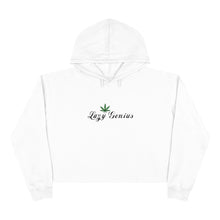 Load image into Gallery viewer, 420 crop hoodie white lazy genius brand chicago hoodies cannabis marijuana leaf
